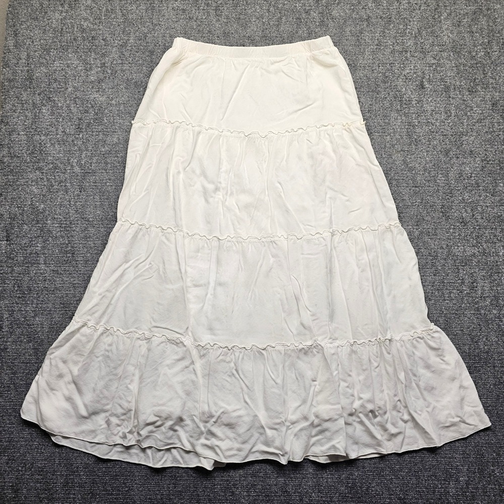 Brandy Melville Cream White Tiered Viscose Maxi Skirt MH361F-Z129 One Size